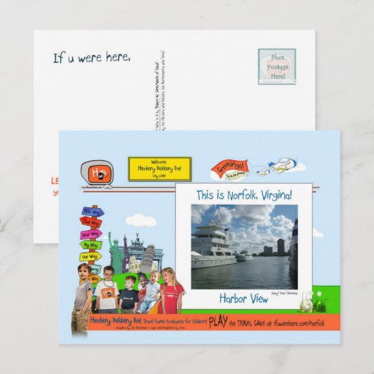 Norfolk, VA! Habor-Uitzicht Briefkaart (Voorkant / Achterkant)