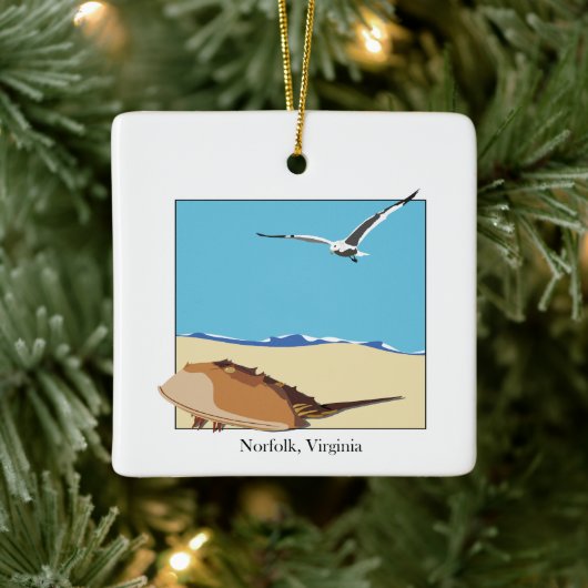 Norfolk, VA Hoefijzer Krab Seagull Beach Keramisch Ornament (Boom)