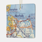 Norfolk VA kaart Keramisch Ornament (Links)