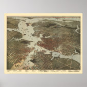 Norfolk, VA Panoramic Map - 1891 Poster (Voorkant)