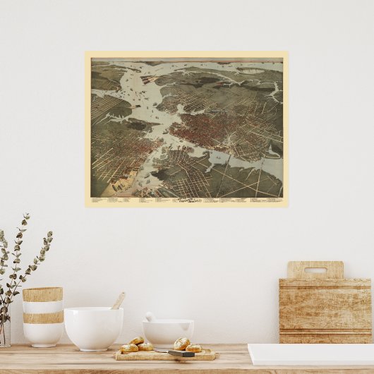 Norfolk, VA Panoramic Map - 1891 Poster (Keuken)