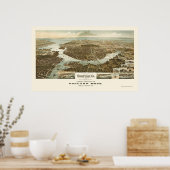 Norfolk, VA Panoramic Map - 1892 Poster (Keuken)