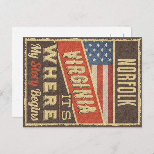 Norfolk Virginia Briefkaart (Voorkant / Achterkant)