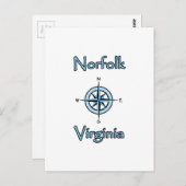 Norfolk Virginia Compass Roos Logo Briefkaart (Voorkant / Achterkant)