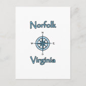 Norfolk Virginia Compass Roos Logo Briefkaart (Voorkant)