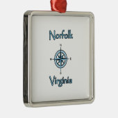 Norfolk Virginia Compass Roos Logo Metalen Ornament (Rechts)