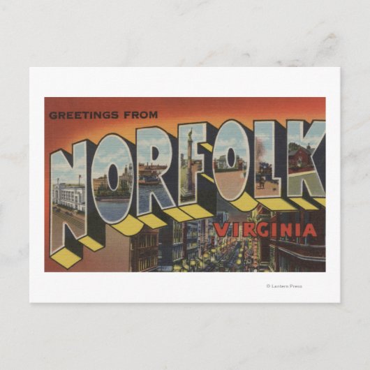 Norfolk, Virginia - Large Letter Scenes Briefkaart (Voorkant)