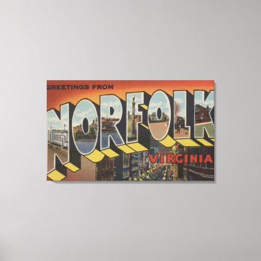 Norfolk, Virginia - Large Letter Scenes Canvas Afdruk (Voorkant)