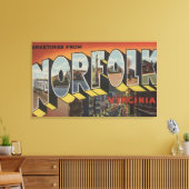 Norfolk, Virginia - Large Letter Scenes Canvas Afdruk (Insitu (Woonkamer))