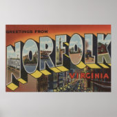 Norfolk, Virginia - Large Letter Scenes Poster (Voorkant)