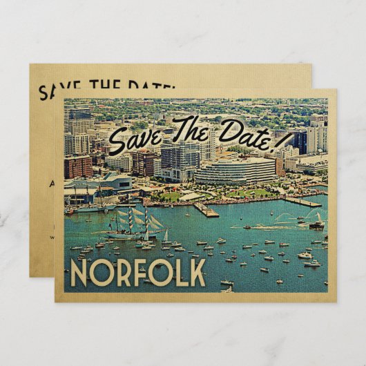 Norfolk Virginia Save the Date  Briefkaarten (Voorkant / Achterkant)