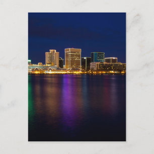 Norfolk Virginia Skyline at Night Briefkaart