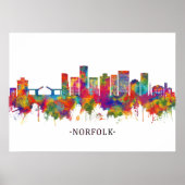 Norfolk Virginia Skyline Poster (Voorkant)