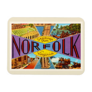 Norfolk Virginia VA Old Vintage Travel Briefkaart- Magneet