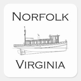 Norfolk Virginia Vintage Maritieme Logo - Tug Boat Vierkante Sticker