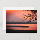 Norfolkwindmolen bij zonsonderend briefkaart (Voorkant / Achterkant)