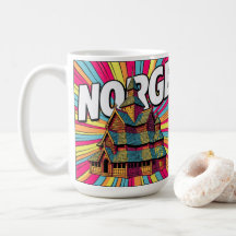Norge Noorwegen Staafkerk Oslo Pop Art Koffiemok