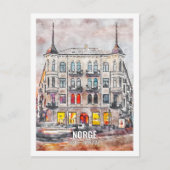 Norge Oslo Beroemde Reisplaats Waterverf Briefkaart (Voorkant)