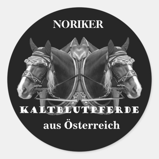 NORIKER Kaltblutpferde aus Österreich Ronde Sticker (Voorkant)