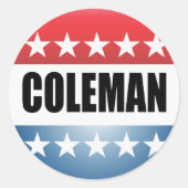 NORM COLEMAN RONDE STICKER (Voorkant)