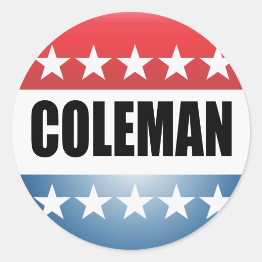 NORM COLEMAN RONDE STICKER (Voorkant)