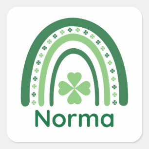 Norma Name Clover Boho Rainbow Vierkante Sticker