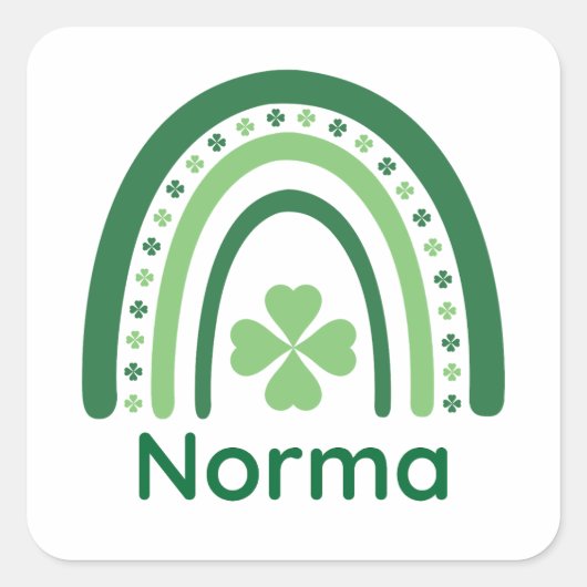 Norma Name Clover Boho Rainbow Vierkante Sticker (Voorkant)