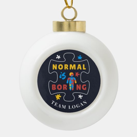 Normaal is Autism Awareness Merry Keramische Bal Ornament (Voorkant)