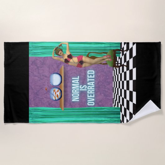 Normaal is overschat Funky & leuk aangepaste kunst Strandlaken (Voorkant)