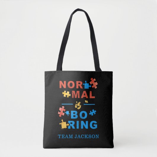 Normaal is Saai Autisme Awareness Support Swag Tote Bag (Voorkant)