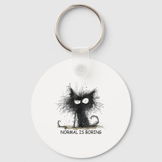 Normaal Is Saai Funny Cat Graphic Tee Mannen Vrouw Sleutelhanger (Voorkant)