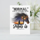 Normaal komt Jezus niet terug voor paardenovers T- Bedankkaart (Staand voorkant)