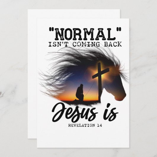 Normaal komt Jezus niet terug voor paardenovers T- Bedankkaart (Voorkant / Achterkant)