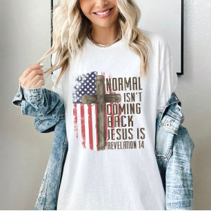 Normaal komt niet terug Christelijk patriottisch T-shirt