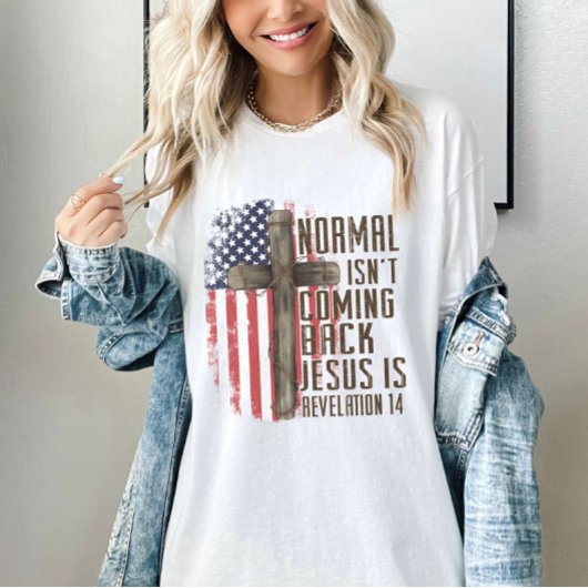 Normaal komt niet terug Christelijk patriottisch T-shirt