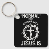 Normaal komt niet terug Jezus Geloof Kruis Revelat Sleutelhanger (Voorkant)