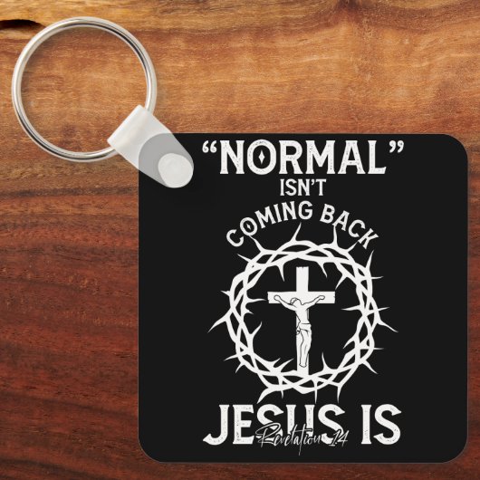 Normaal komt niet terug Jezus Geloof Kruis Revelat Sleutelhanger (Voorkant)