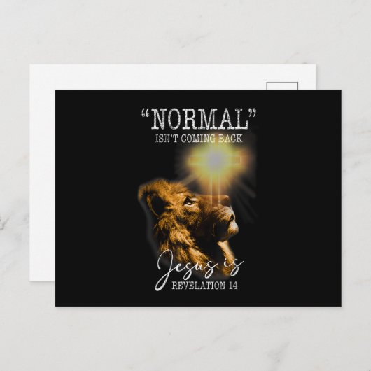 Normaal komt niet terug, maar Jezus is kruisjezus. Aankondigingskaart (Voorkant / Achterkant)