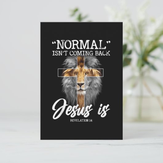 Normaal komt niet terug, maar Jezus is onthulling RSVP Kaartje (Staand voorkant)