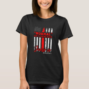 Normaal komt niet terug, maar Jezus is verbazinghe T-shirt