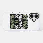 "Normaal zijn is saai" iPhone 16 Hoesje (Achterkant horizontaal)