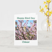 Normal Gray Cockatiel with Flowers Custom Birthday Kaart (Gele Bloem)