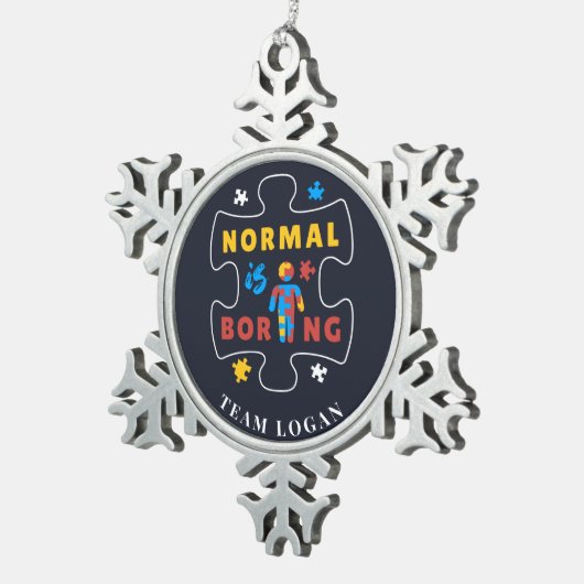 Normal is Autisme Awareness Puzzle Tin Sneeuwvlok Ornament (Rechts)