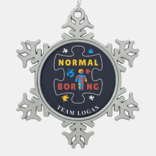 Normal is Autisme Awareness Puzzle Tin Sneeuwvlok Ornament