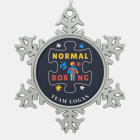 Normal is Autisme Awareness Puzzle Tin Sneeuwvlok Ornament (Voorkant)