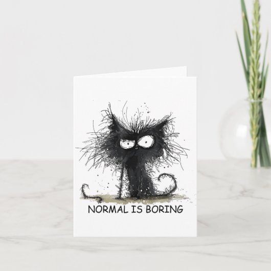 Normal Is Boring Funny Cat Graphic Tee Men Women  Kaart (Voorkant)