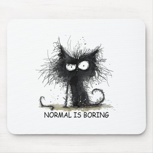 Normal Is Boring Funny Cat Graphic Tee Men Women  Muismat (Voorkant)
