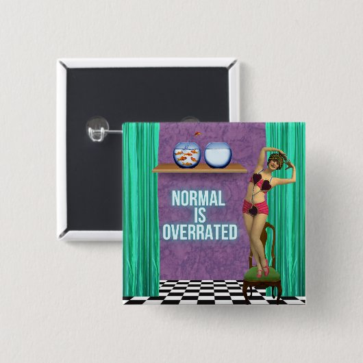 Normal is Funky & Fun te hoog. Vierkante Button 5,1 Cm (Voorkant /achterkant)