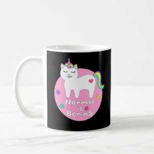 Normal is saai Kawaii unicorn-kat wit en roze Koffiemok
