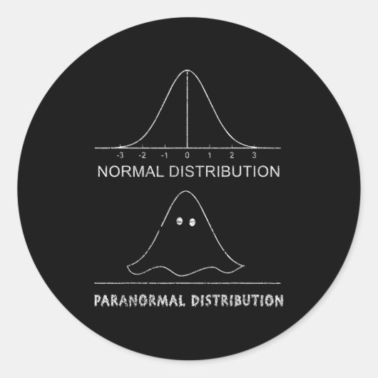 Normal Paranormal Distribution Funny Math Ghost Ha Ronde Sticker (Voorkant)